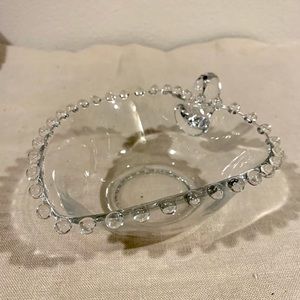 VINTAGE CANDLEWICK GLASS HEART TRINKET DISH